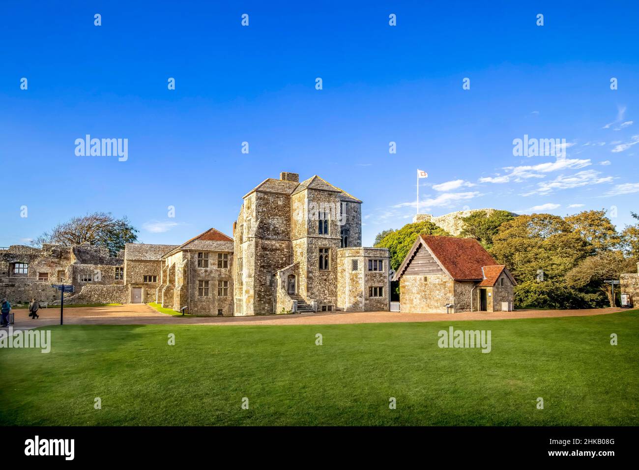 Interior grounds and buildings of Carisbrooke Castle on the Isle of Wight, England. Charles I was imprisoned here prior to his trial and execution. Stock Photo