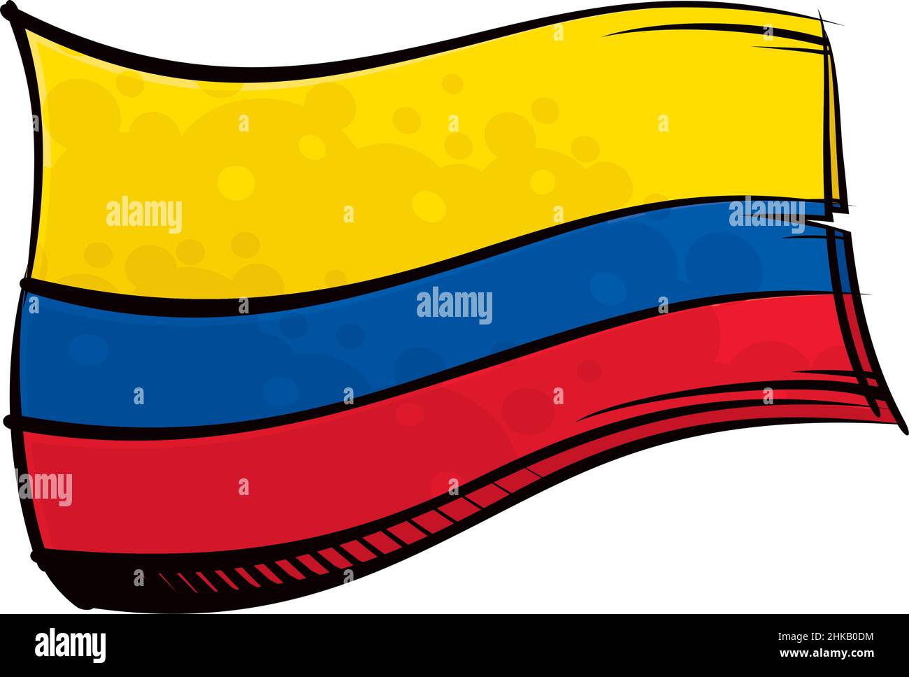 Painted Colombia flag waving in wind Stock Vector