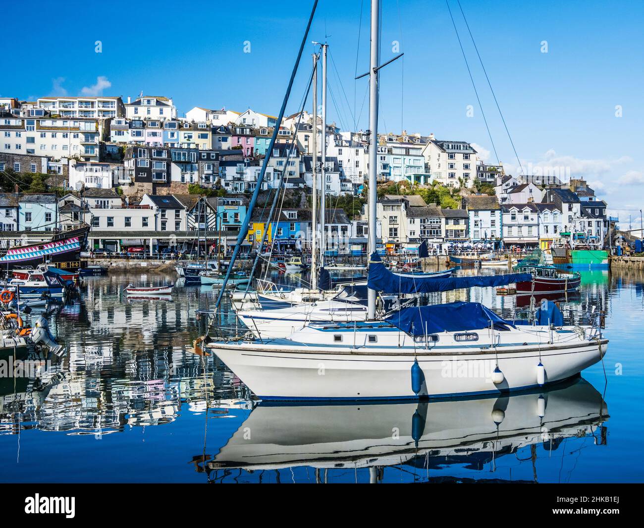 A sunny day at Brixham in south Devon. Stock Photo