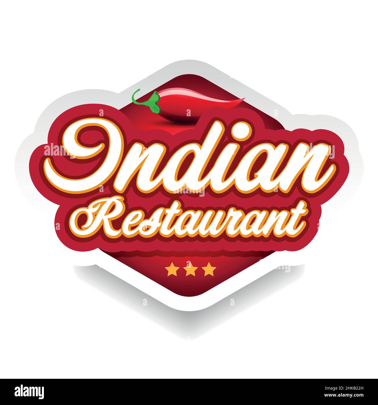 Indian restaurant label red with Chilli pepper Stock Vector Image & Art