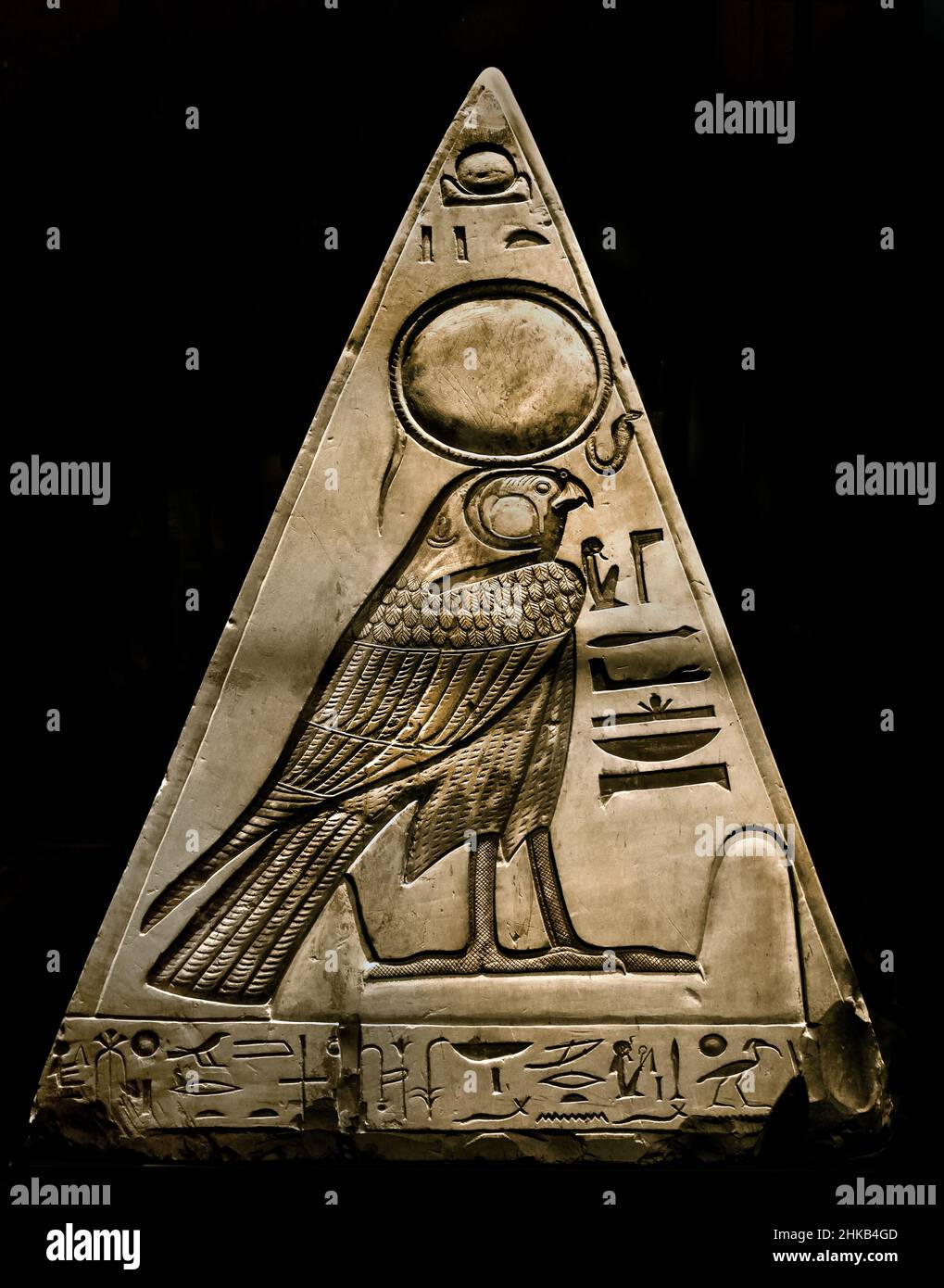 Egyptian Pyramidion of Ramose Limestone, New Kingdom, 19th, Nineteenth, Dynasty, (1292-1190 BC),Deir el-Medina, Egypt, (Museo Egizio di Torino Italy) Stock Photo