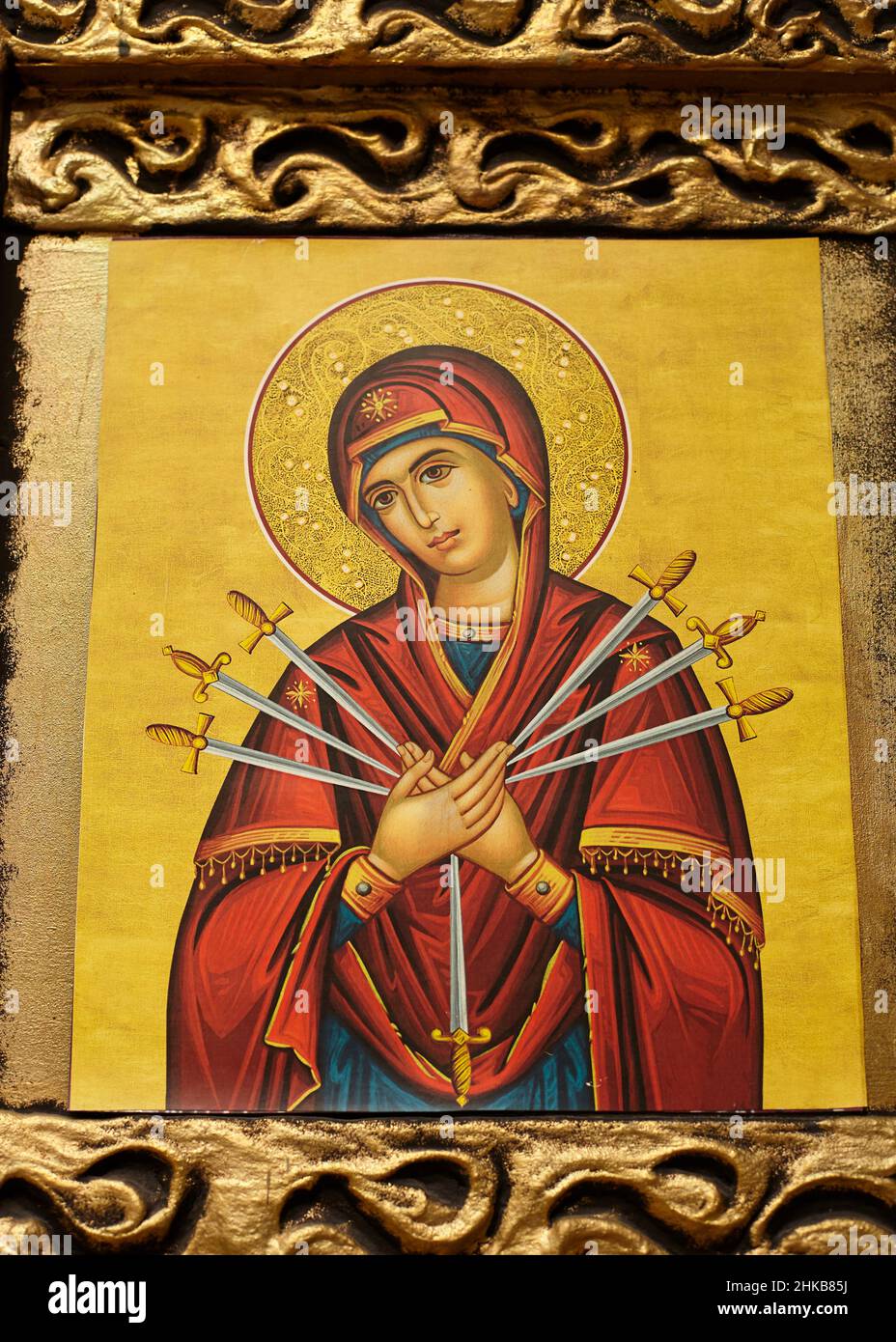 Virgin Mary orthodox greek icon Stock Photo
