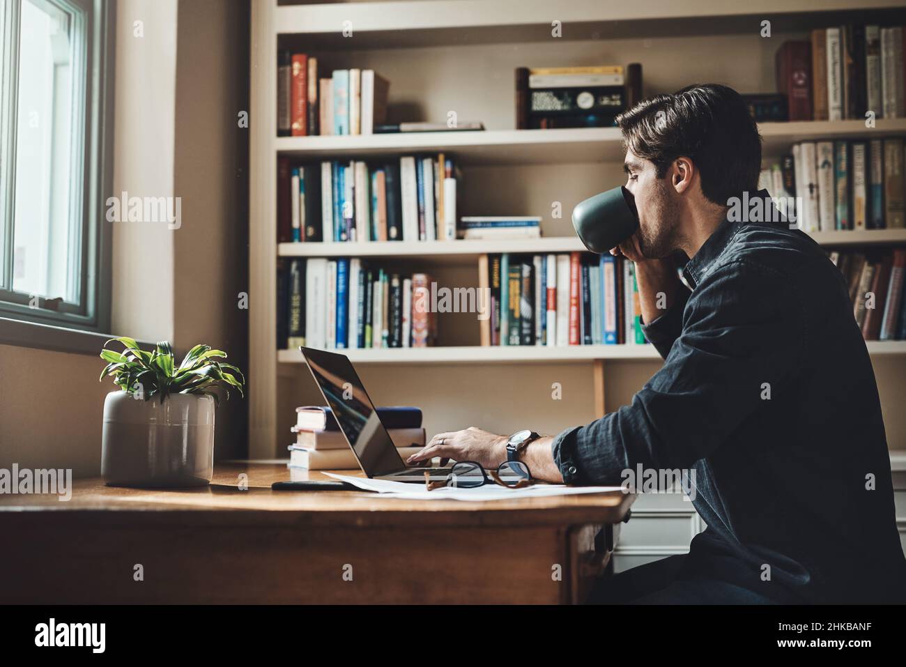 Caffeine keeps me going on my busy days Stock Photo