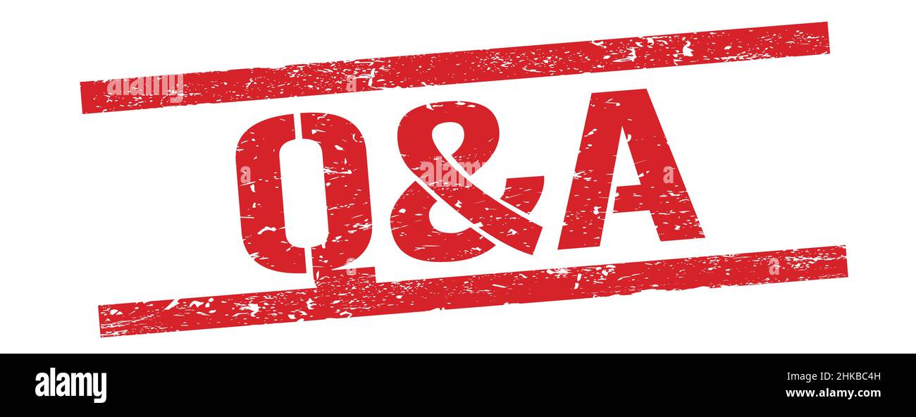 Q&A text on red grungy rectangle stamp sign Stock Photo - Alamy