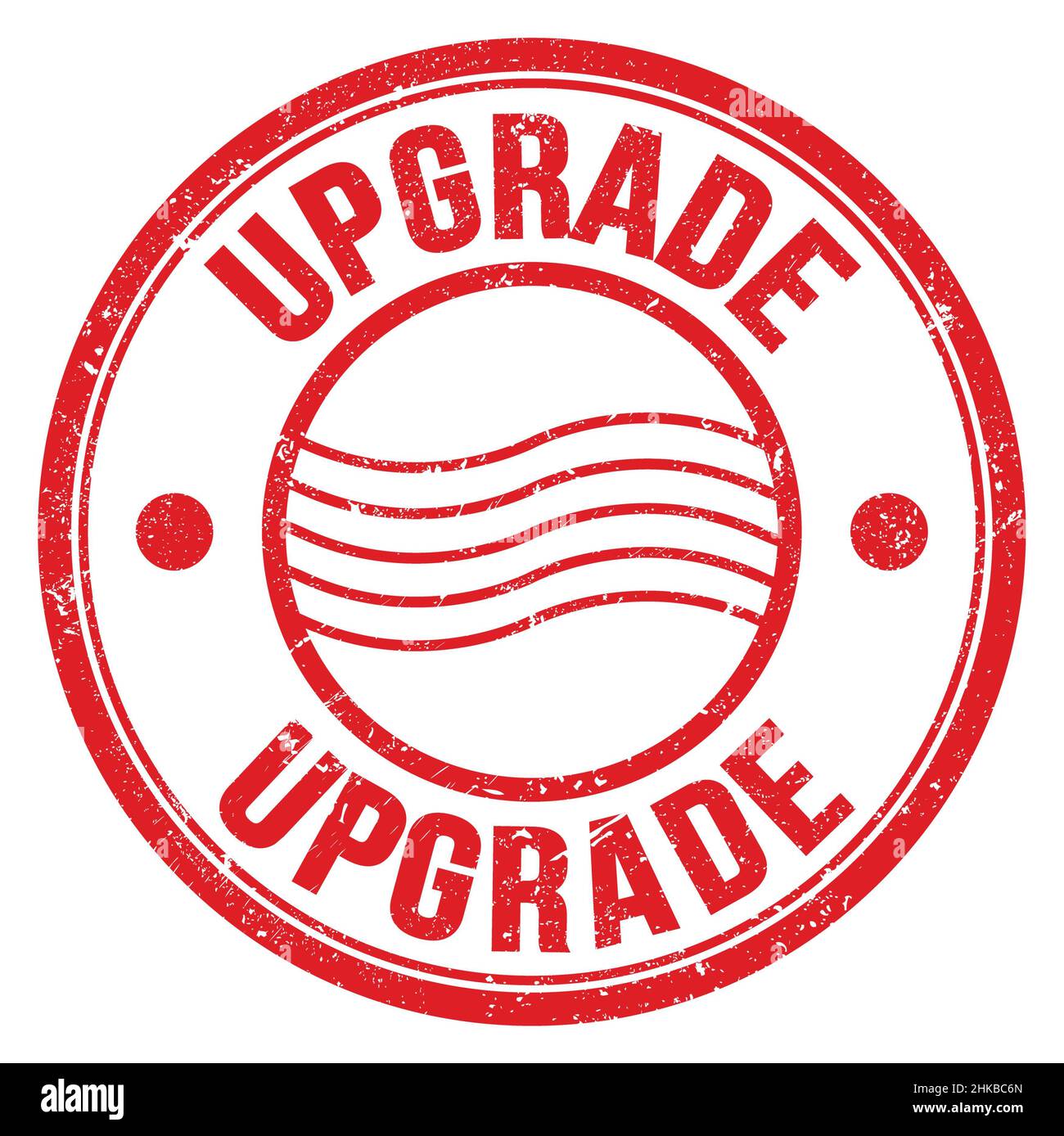 UPGRADE word written on red round postal stamp sign Stock Photo - Alamy