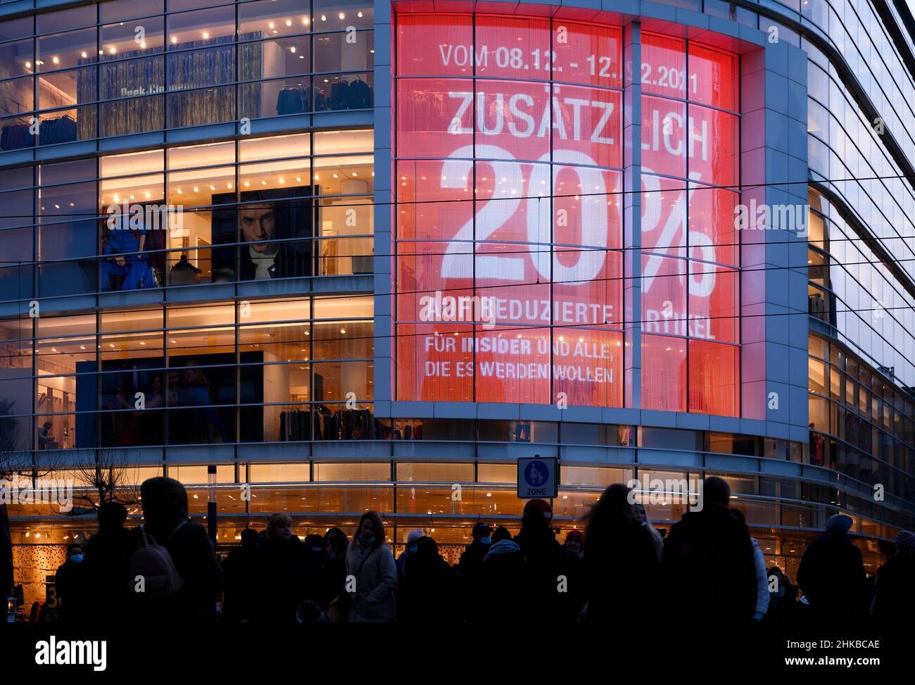 A shopping mall offers 20% discount in the city center of Düsseldorf, NRW, Germany on 11/12/2021. Stock Photo