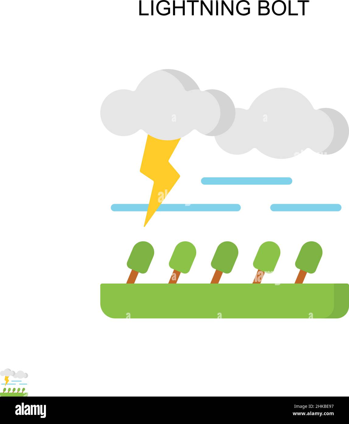 Lightning bolt Simple vector icon. Illustration symbol design template for web mobile UI element. Stock Vector