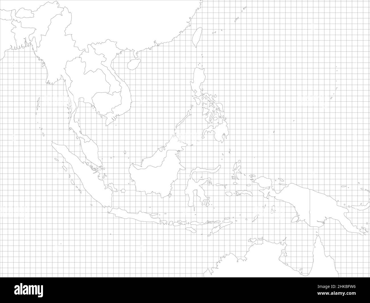 Southeast Asia simple outline blank map Stock Vector