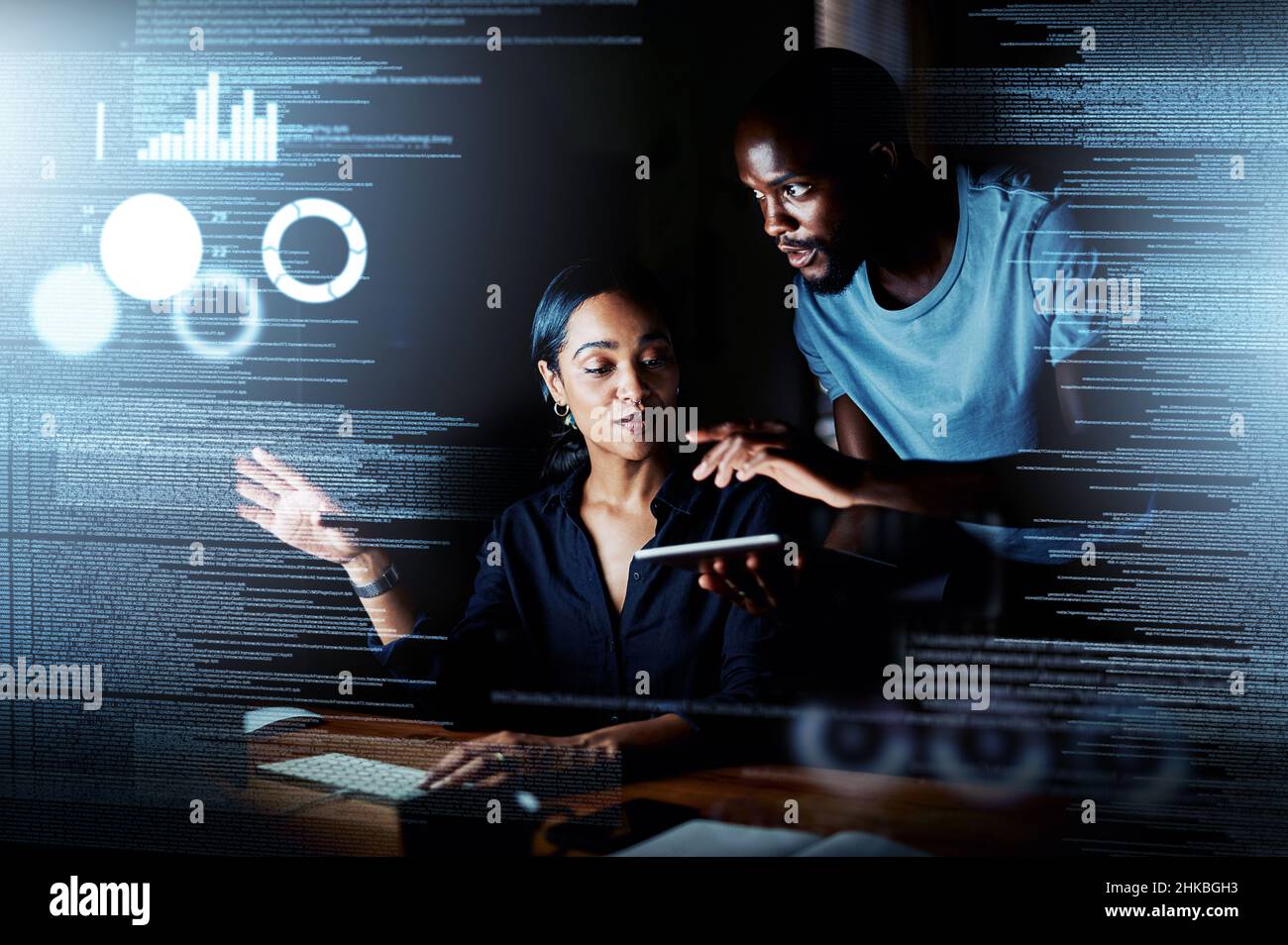 Using multiple devices to crack the code Stock Photo