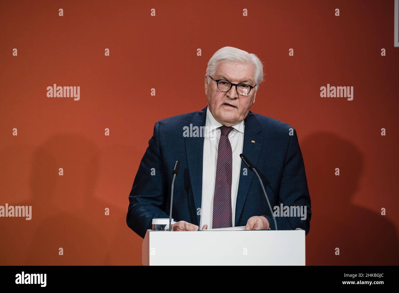 German Head of State President Frank-Walter Steinmeier gives a speech ...