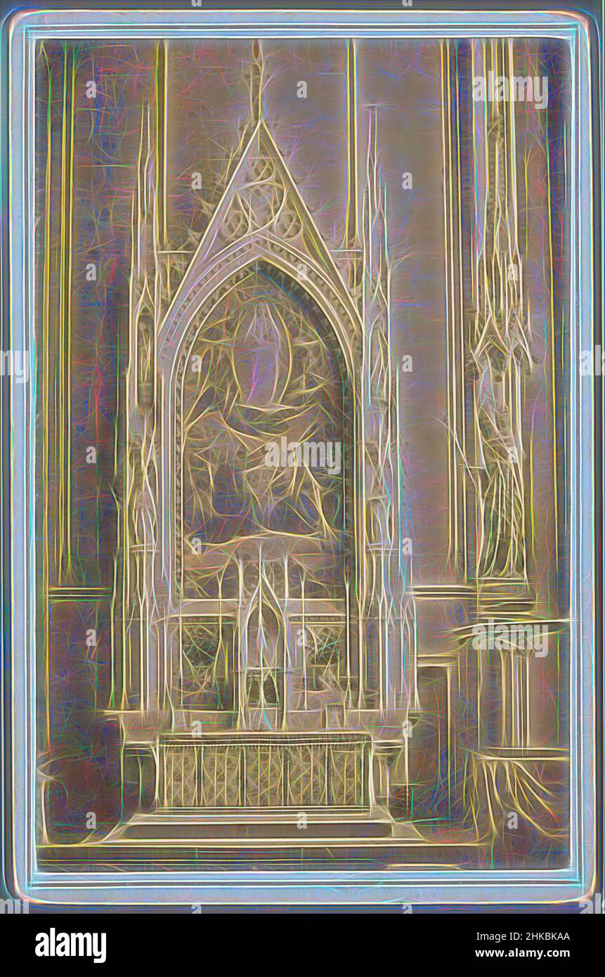Inspired by Gothic reredos in church, c. 1870 - c. 1890, paper, albumen print, Reimagined by Artotop. Classic art reinvented with a modern twist. Design of warm cheerful glowing of brightness and light ray radiance. Photography inspired by surrealism and futurism, embracing dynamic energy of modern technology, movement, speed and revolutionize culture Stock Photo
