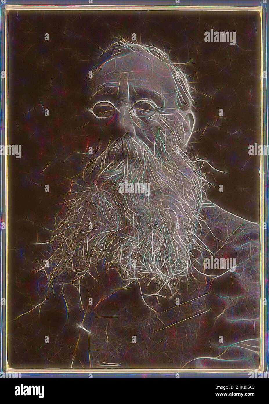 Inspired by Portrait of unknown man with beard, c. 1890 - c. 1910, paper, albumen print, Reimagined by Artotop. Classic art reinvented with a modern twist. Design of warm cheerful glowing of brightness and light ray radiance. Photography inspired by surrealism and futurism, embracing dynamic energy of modern technology, movement, speed and revolutionize culture Stock Photo