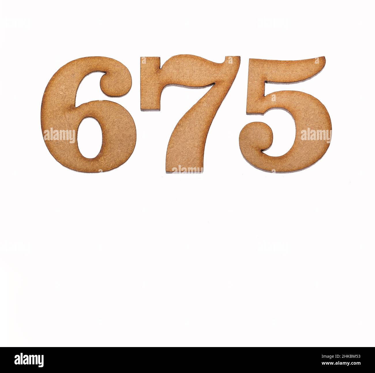 Number 675 in wood, isolated on white background Stock Photo - Alamy