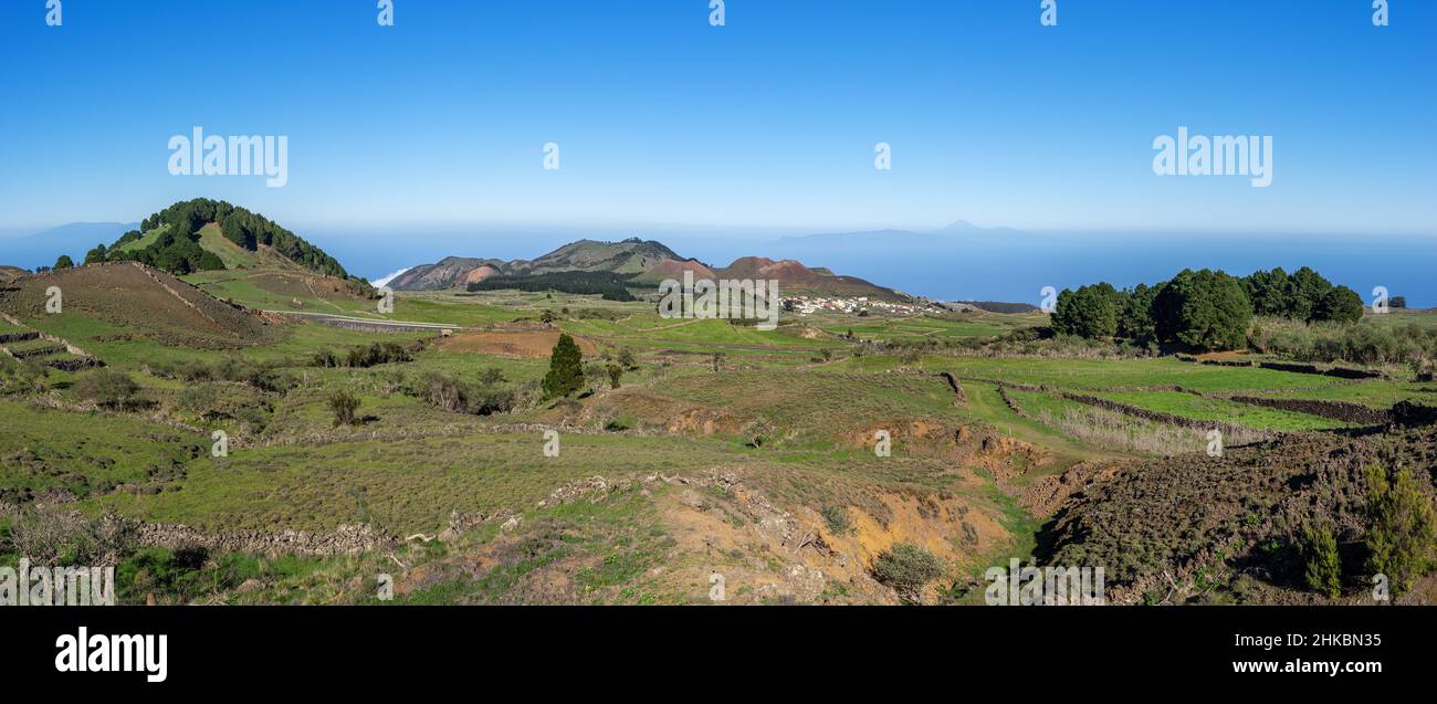 El Hierro - panoramic landscape with view to San Andres Stock Photo