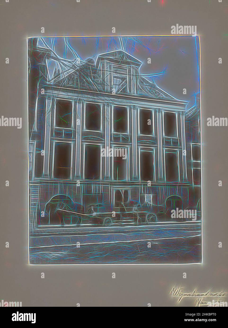 Inspired by Façade of Wijnstraat 65, Dordrecht, A.J.M. Mulder, Wijnstraat, 1906, height 225 mm × width 170 mm, Reimagined by Artotop. Classic art reinvented with a modern twist. Design of warm cheerful glowing of brightness and light ray radiance. Photography inspired by surrealism and futurism, embracing dynamic energy of modern technology, movement, speed and revolutionize culture Stock Photo