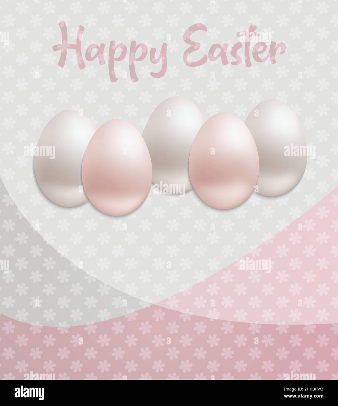 Happy Easter and eggs, greeting card, flower background pattern vector Stock Vector