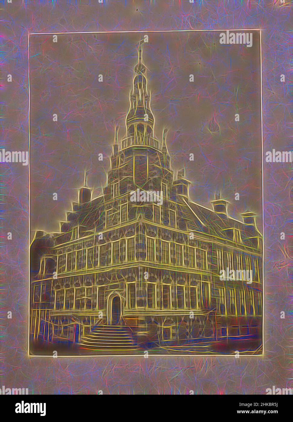 Inspired by Exterior of the Franeker town hall, A. Visser Jzn., Franeker, c. 1875 - c. 1900, albumen print, height 225 mm × width 162 mm, Reimagined by Artotop. Classic art reinvented with a modern twist. Design of warm cheerful glowing of brightness and light ray radiance. Photography inspired by surrealism and futurism, embracing dynamic energy of modern technology, movement, speed and revolutionize culture Stock Photo