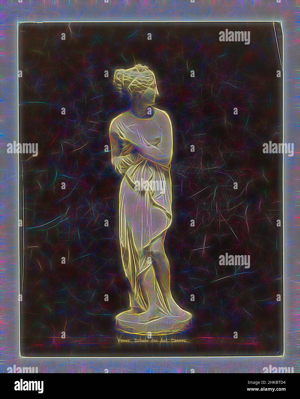 Inspired by Image of Venus, Venus, Schule des Ant. Canova., c. 1875 - c. 1900, albumen print, height 253 mm × width 201 mm, Reimagined by Artotop. Classic art reinvented with a modern twist. Design of warm cheerful glowing of brightness and light ray radiance. Photography inspired by surrealism and futurism, embracing dynamic energy of modern technology, movement, speed and revolutionize culture Stock Photo