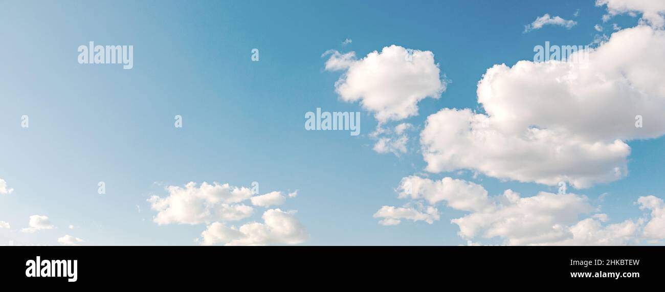 Few clouds in blue sky, summer sky background, copy space Stock Photo