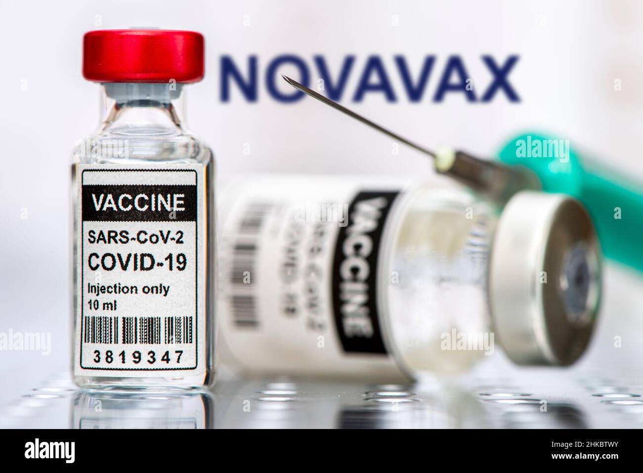NOVAVAX vaccine against corona infection Stock Photo