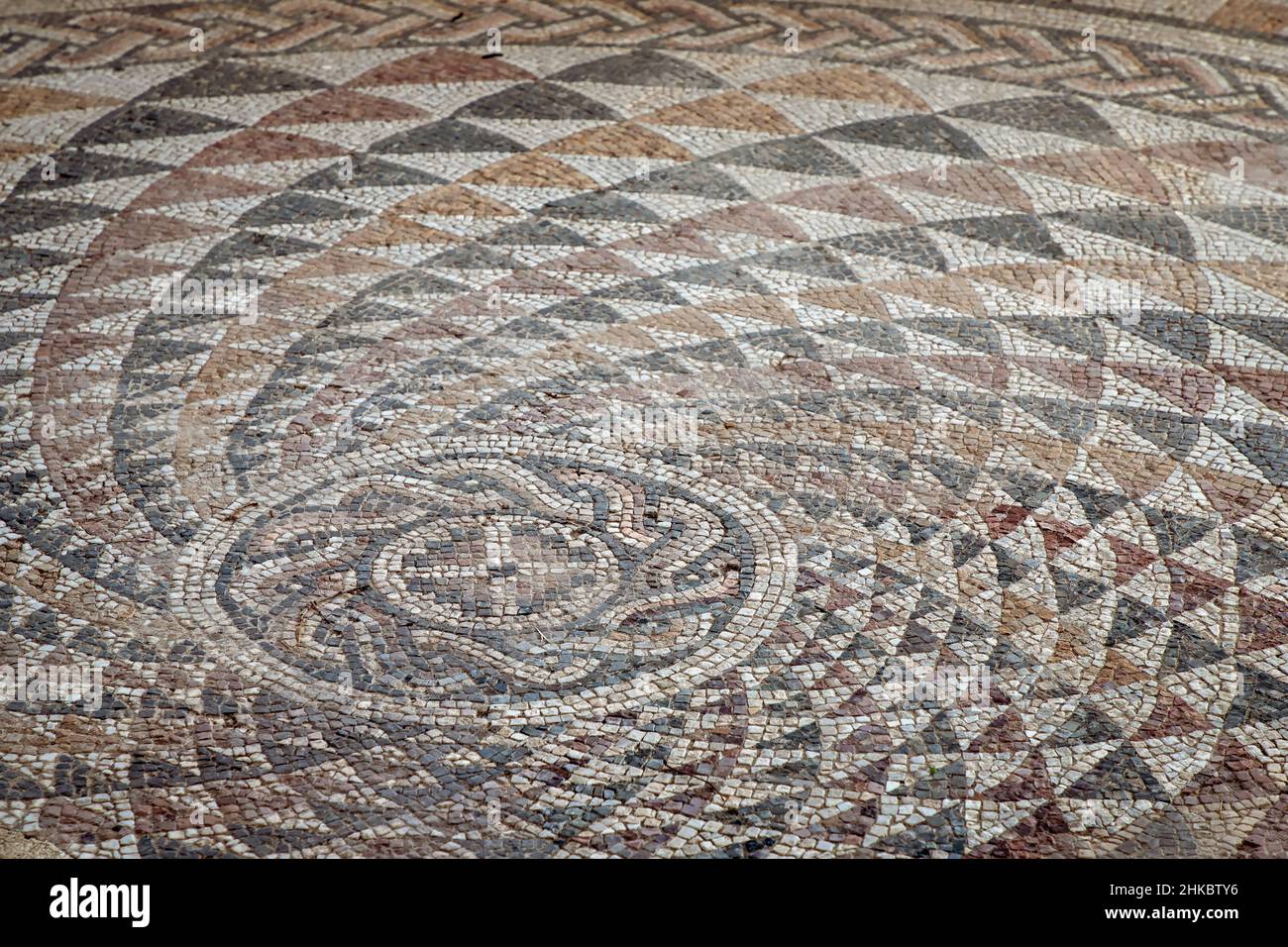 Gamzigrad, Serbia - The preserved mosaic of the Roman Emperor Galerius Maximianus palace from the late 3rd century named FELIX ROMULIANA Stock Photo