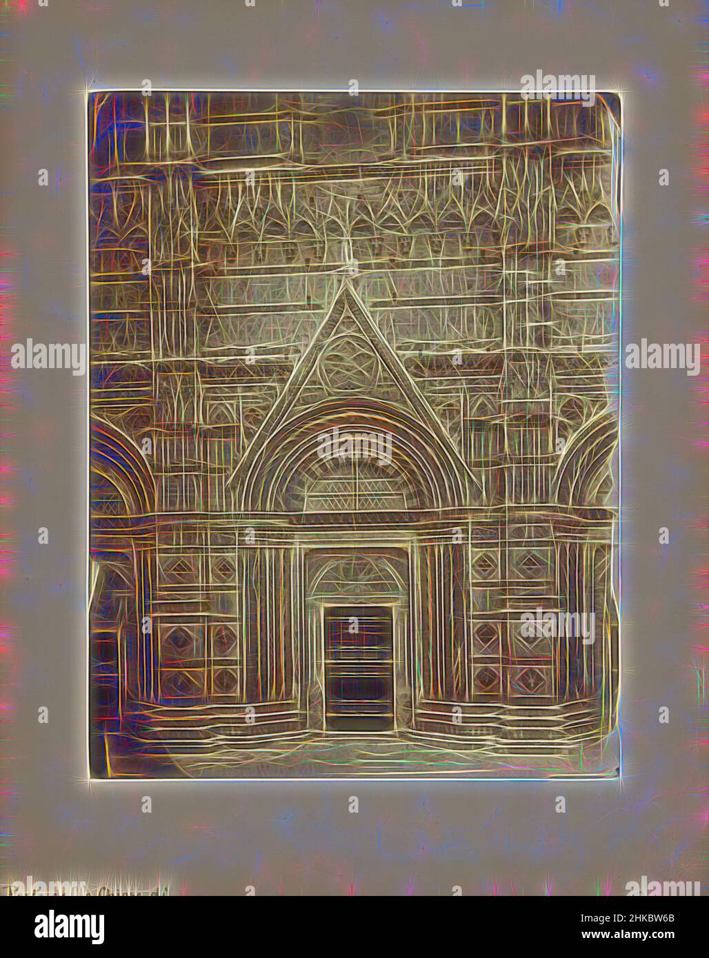Inspired by Portal of the Battistero di San Giovanni in Siena, Porta della chiesa di S.Giovanni Siena, Siena, c. 1875 - c. 1900, albumen print, height 227 mm × width 176 mm, Reimagined by Artotop. Classic art reinvented with a modern twist. Design of warm cheerful glowing of brightness and light ray radiance. Photography inspired by surrealism and futurism, embracing dynamic energy of modern technology, movement, speed and revolutionize culture Stock Photo