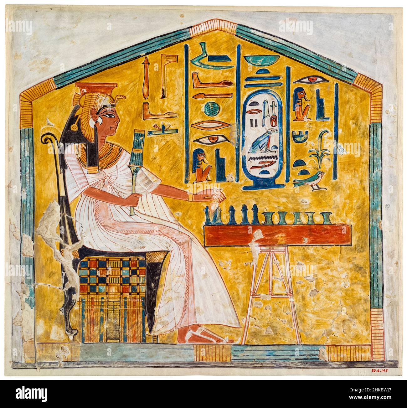 Ancient Egypt, Egyptian Art, Queen Nefertari Playing Senet, painting by Nina de Garis Davies, (original 1279–1213 BC) Stock Photo
