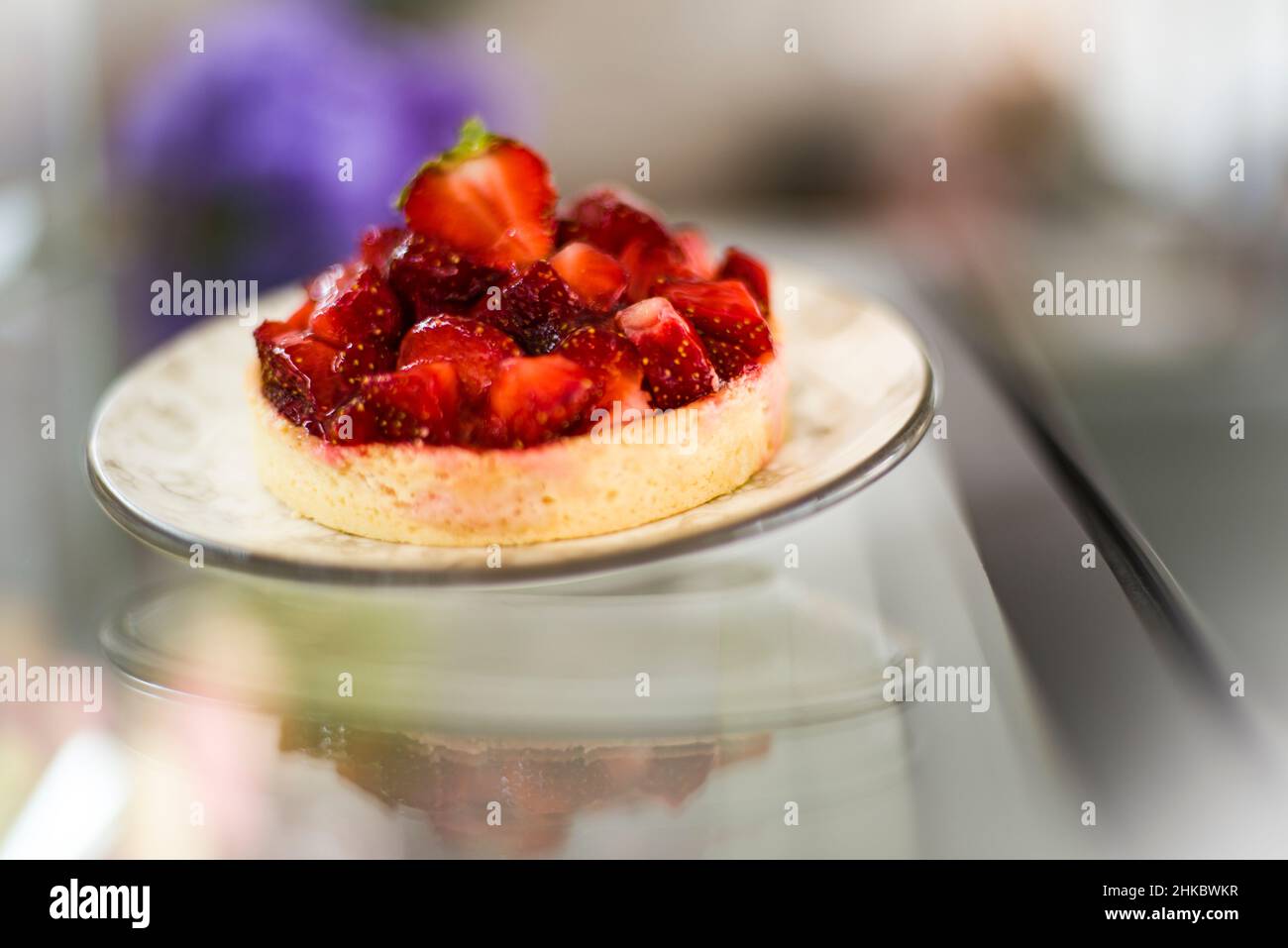 A cake, tart with cheese and strawberry Stock Photo