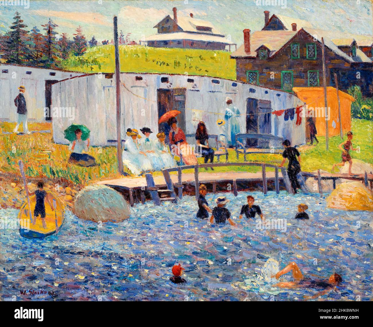 The Bathing Hour, Chester, Nova Scotia, painting by William James Glackens, 1910 Stock Photo