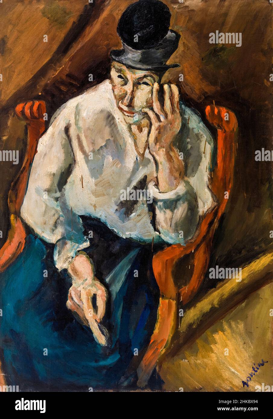 Woman Seated in Armchair, painting by Chaim Soutine, circa 1919 Stock Photo