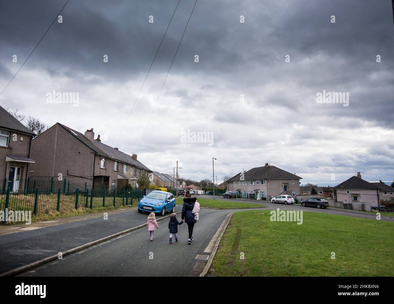 Queensbury, UK. 3rd Feb, 2022. The Hillcrest housing estate in