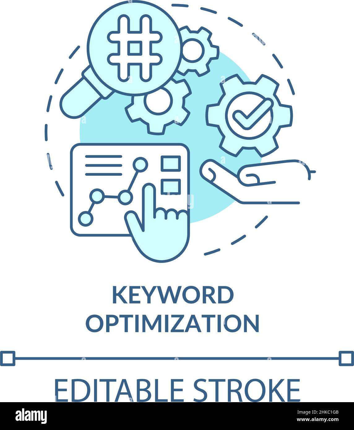 Keyword optimization turquoise concept icon Stock Vector