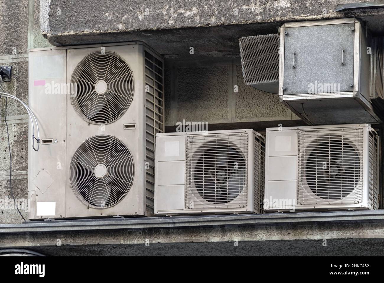 Air Conditioners Units Hvac System at Building Exterior Stock Photo