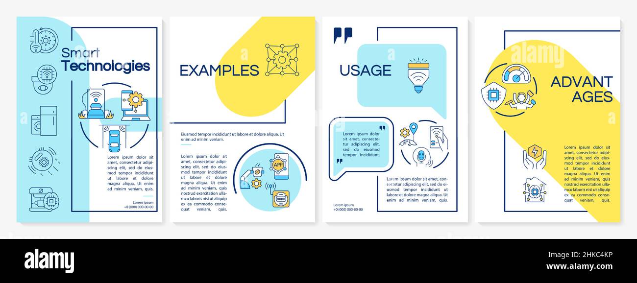 Modern technology blue and yellow brochure template Stock Vector Image ...