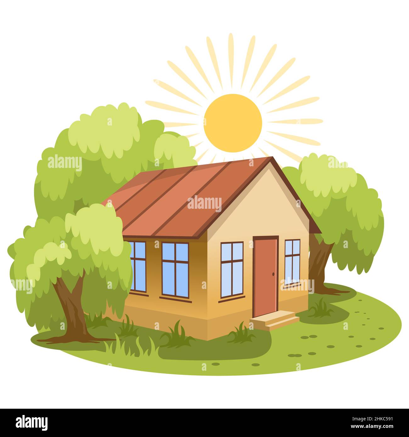 Summer landscape. House surrounded by trees Stock Vector Image & Art ...