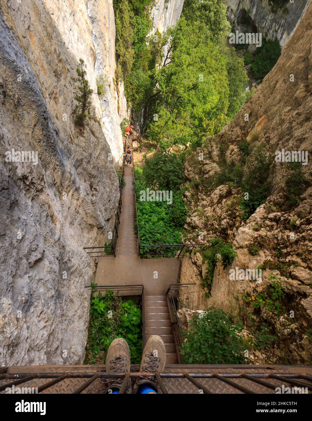 Brech Imbert staircase in the Verdon Canyon, France Stock Photo