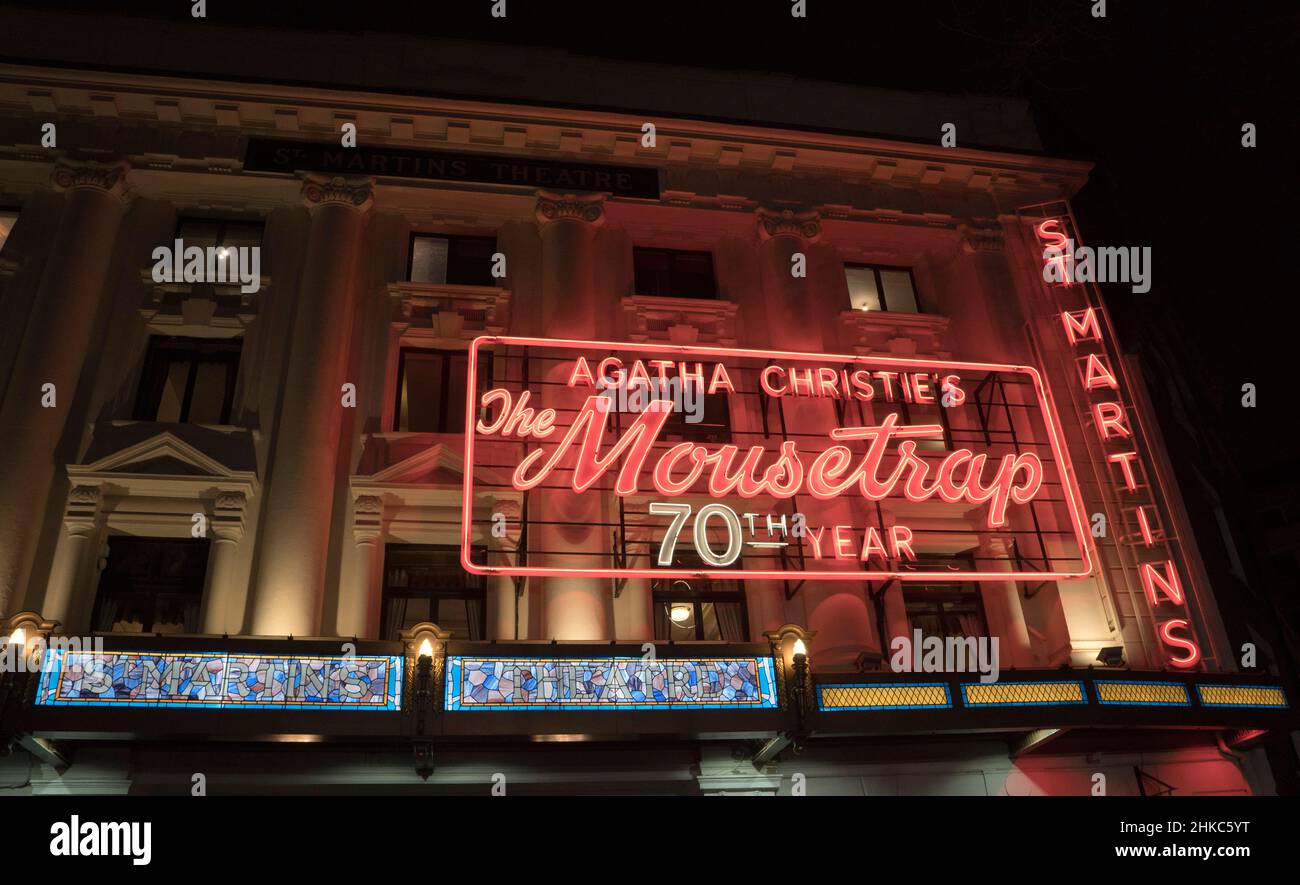 Sign promoting The Mousetrap play by Agatha Christie at the St. Martins ...