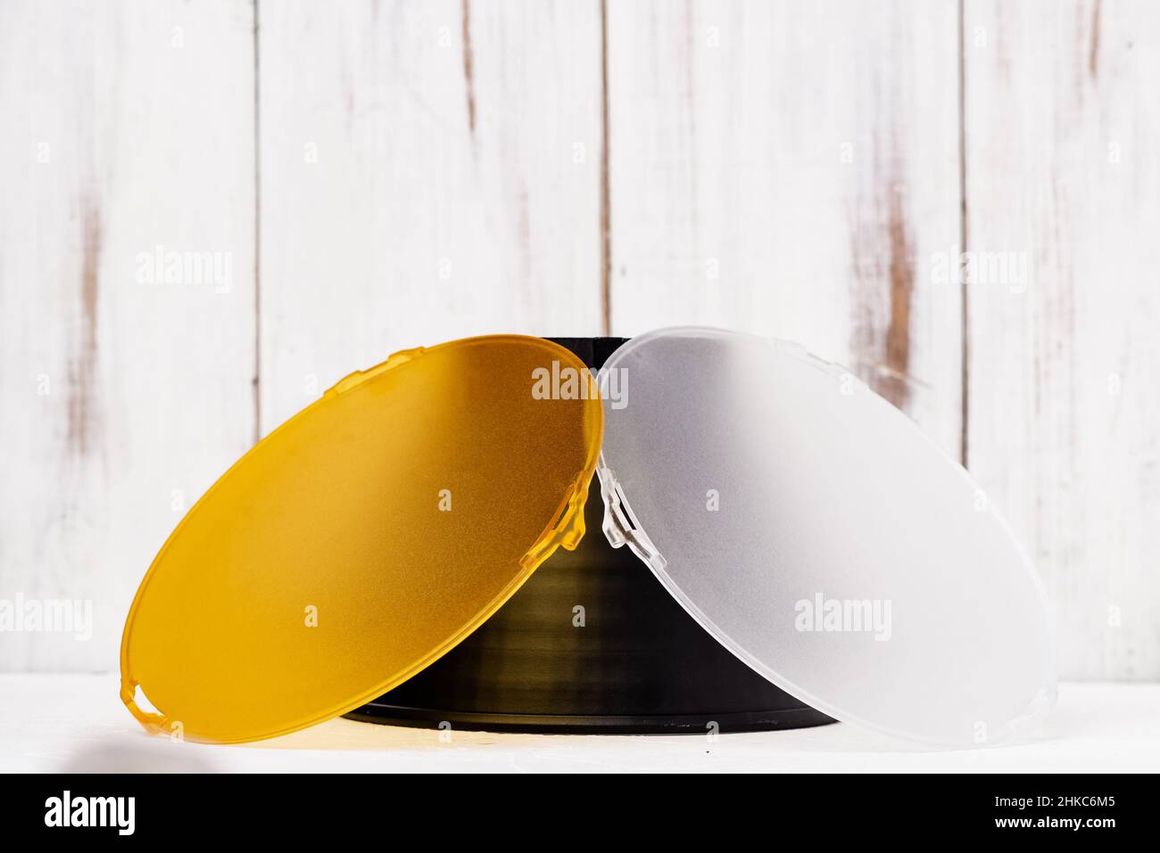 Standard reflector with matt white and yellow diffuser on a white