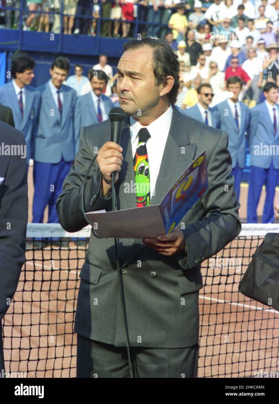 Romanian fencer and sport commentator Octavian Vintilă  in 1993 Stock Photo