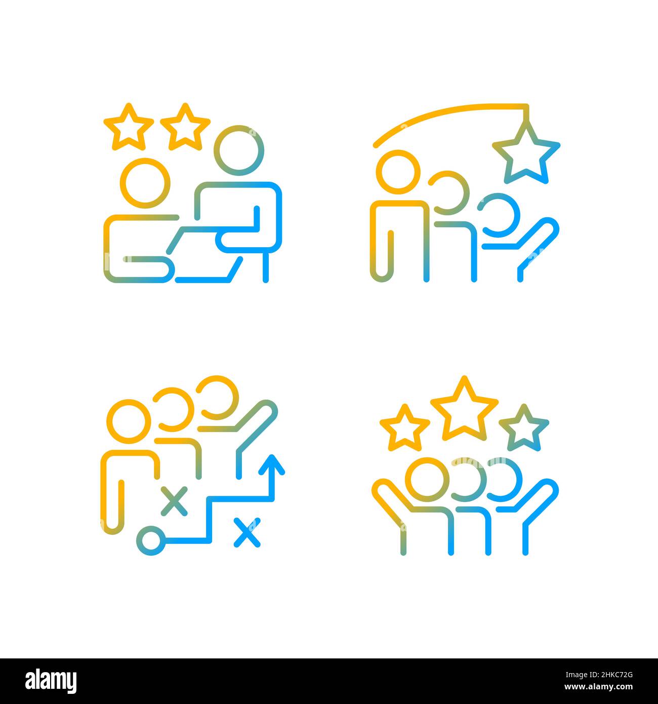 Group achievement gradient linear vector icons set Stock Vector