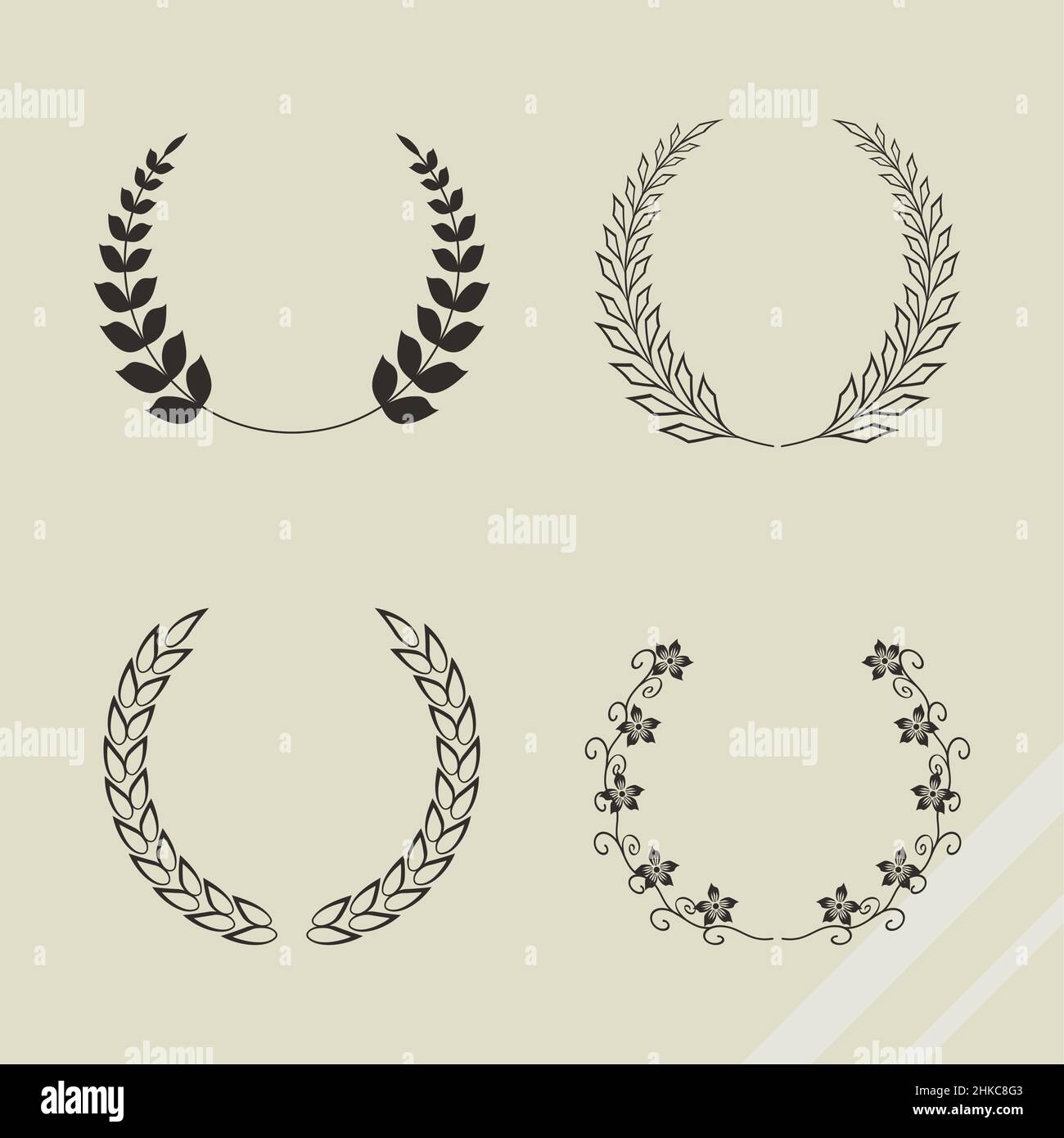four laurel wreaths icons Stock Vector Image & Art - Alamy