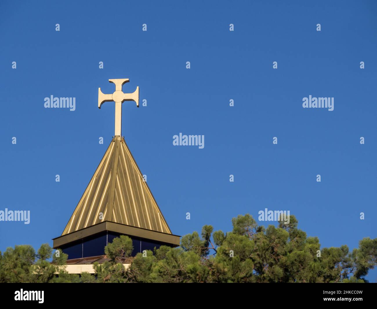 Cross on a church steeple in Tres Rios, Costa Rica. Stock Photo