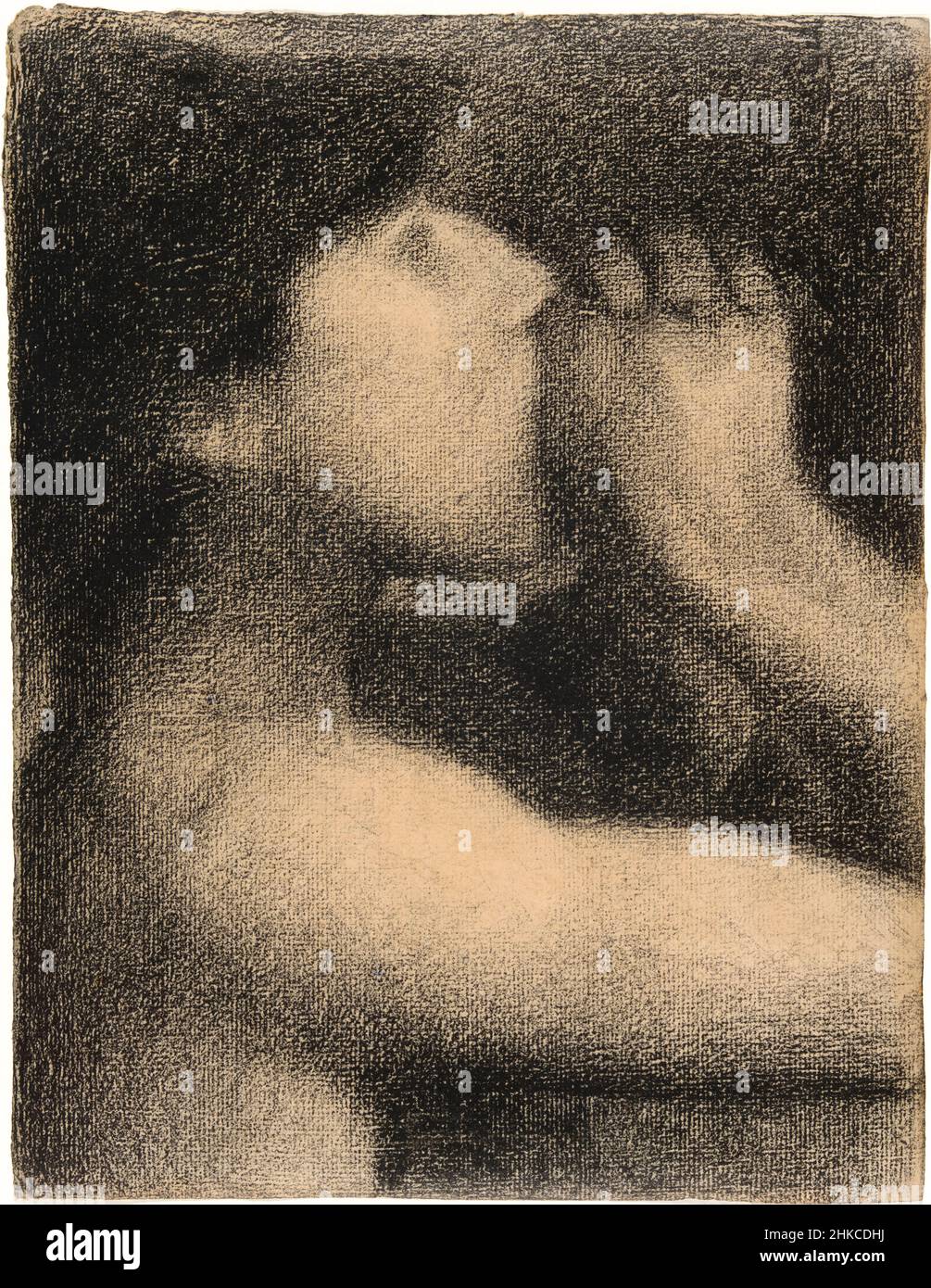 ‘Echo’ [L’echo]  conté crayon drawing by French post-Impressionist artist by Georges Seurat (1859-1891) created 1883-84. Stock Photo
