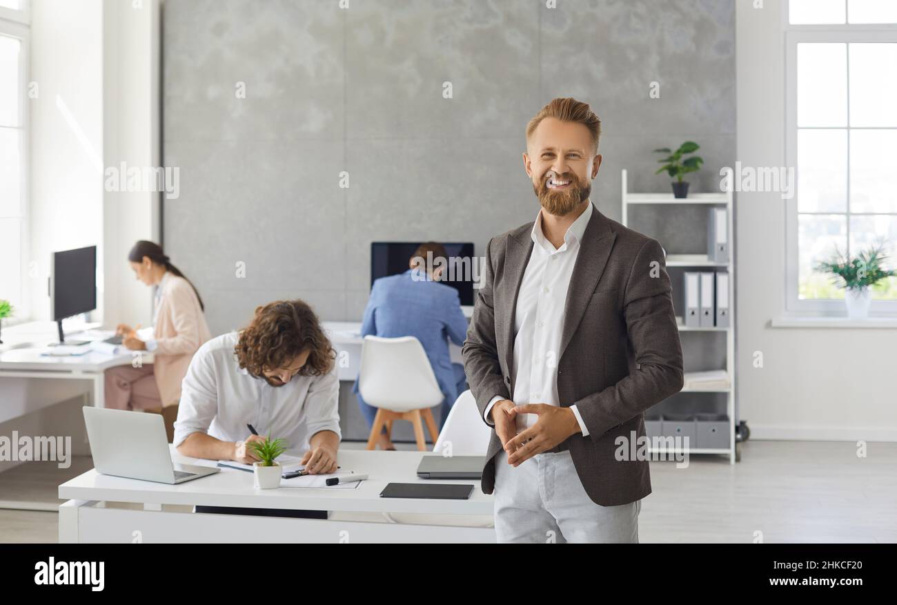 Portrait of successful businessman pose in company business office Stock Photo
