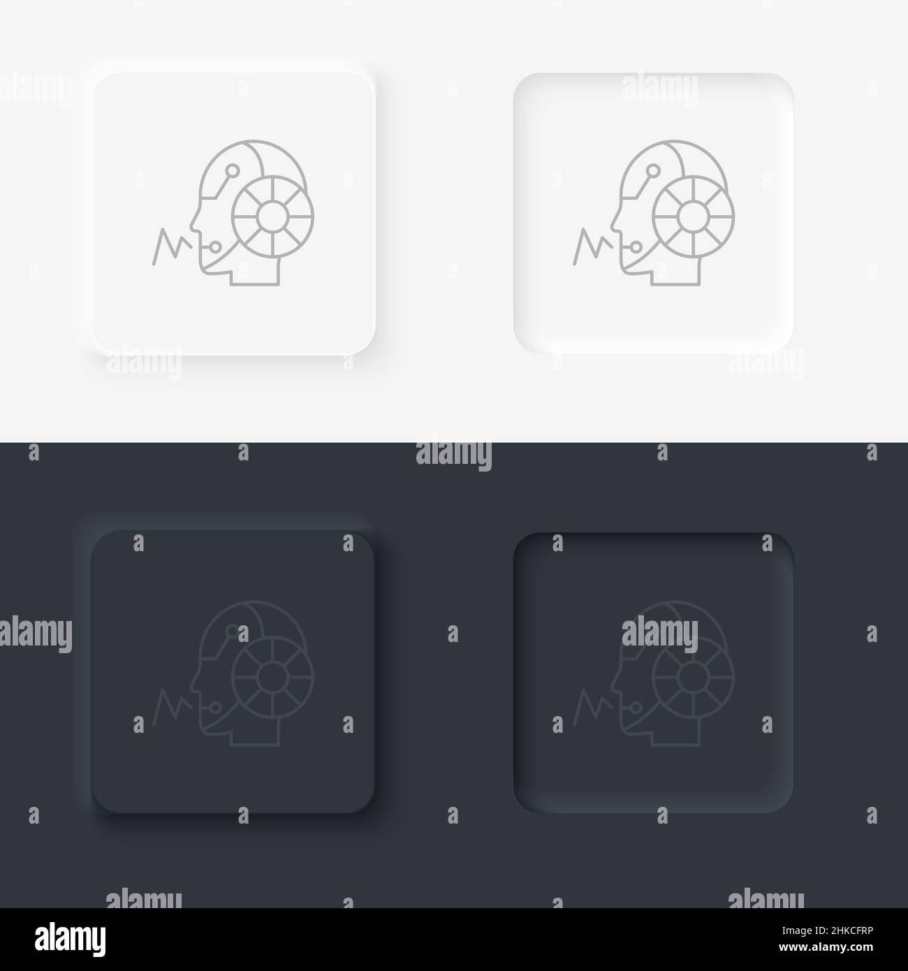 Communication, digital, robot, speak icon - Vector. Artificial intelligence neumorphic style vector icon set Stock Vector