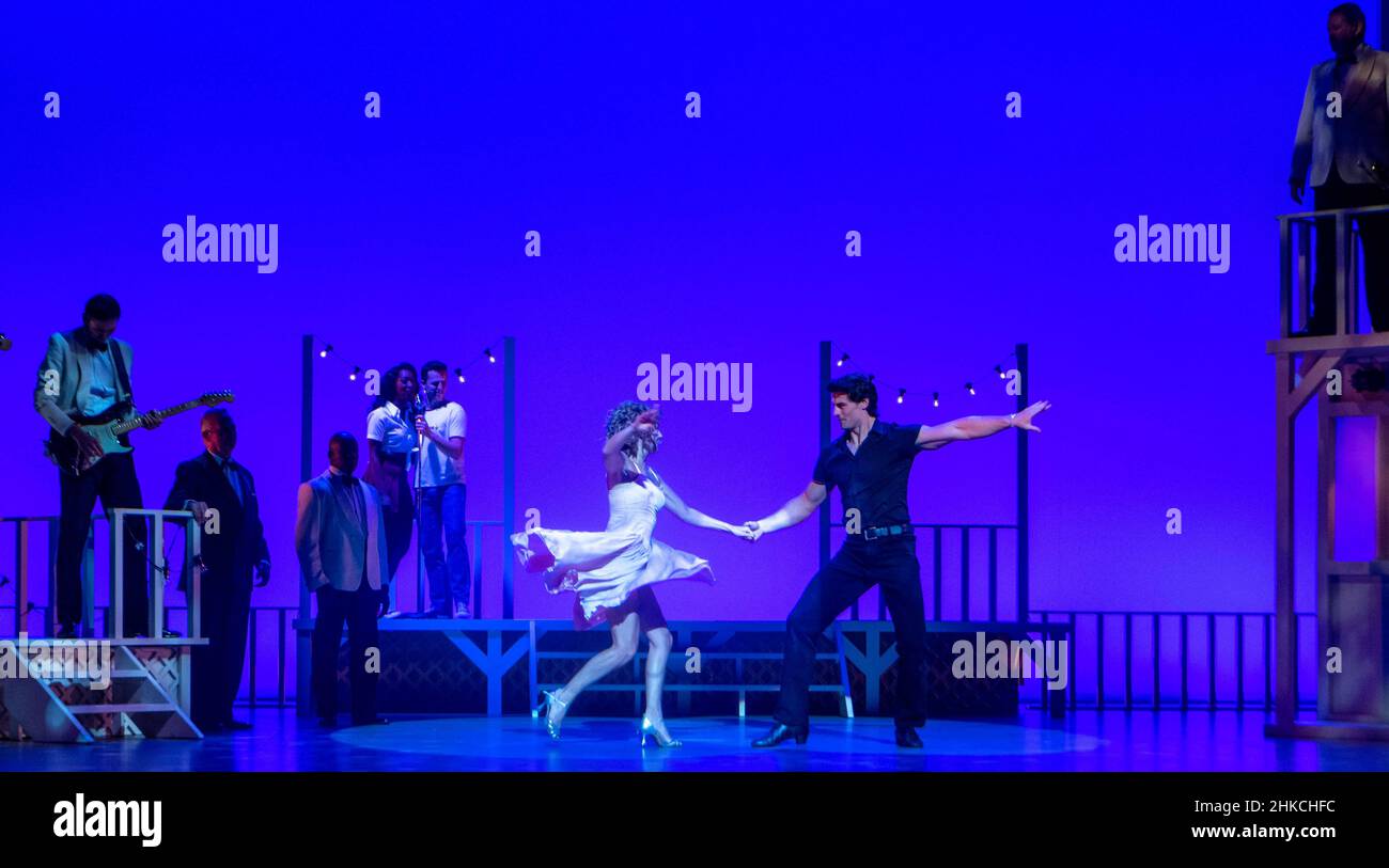 London, UK. 3rd Feb, 2022. Photocall Dirty Dancing - The Classic story on stage at the Dominion Theatre London Pictured 'Baby' Kira Malou and 'Johnny' Michael O'Reilly Credit: Ian Davidson/Alamy Live News Stock Photo