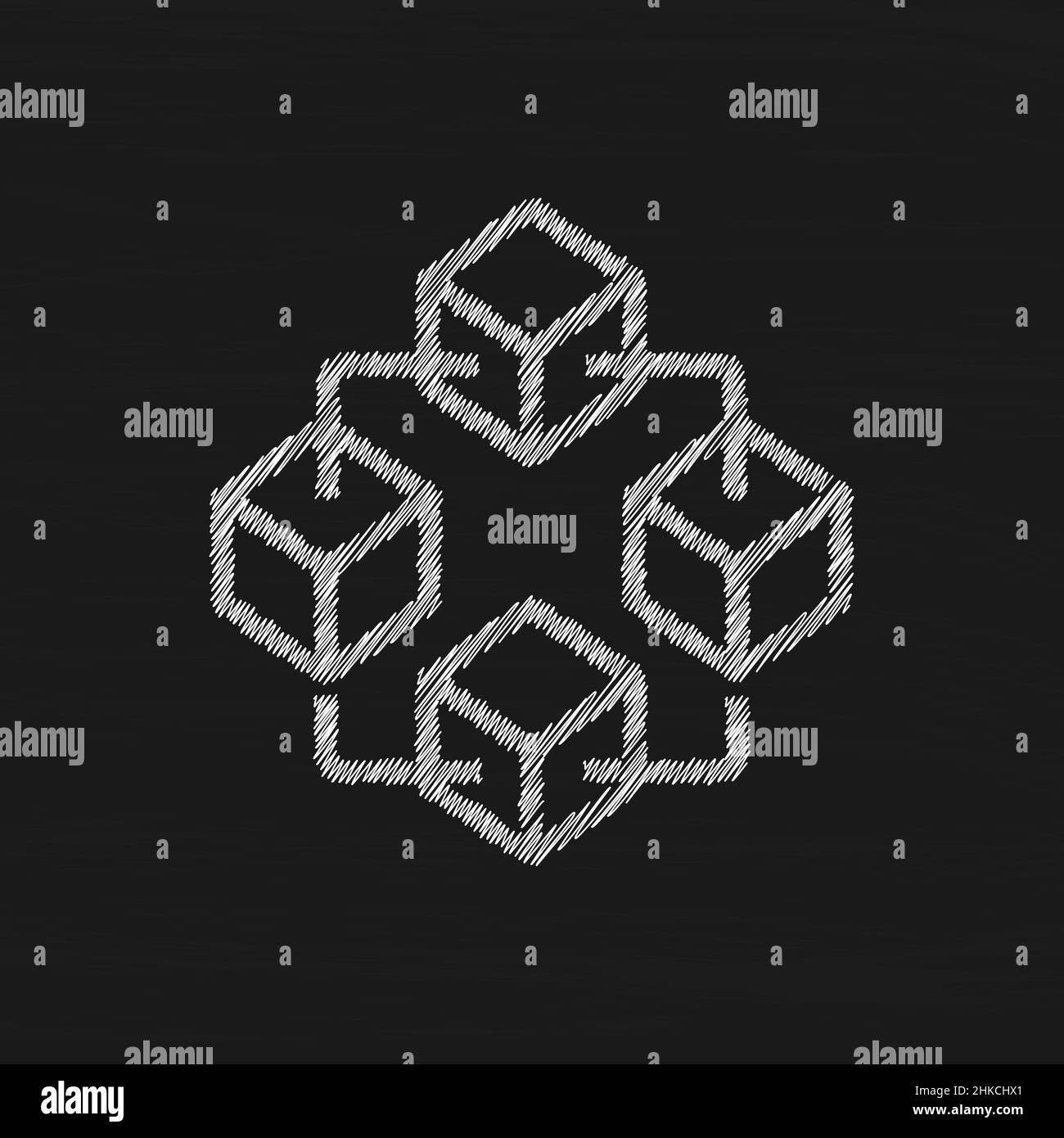 Blockchain white sketch vector icon. Cryptocurrency blocks vector Stock ...