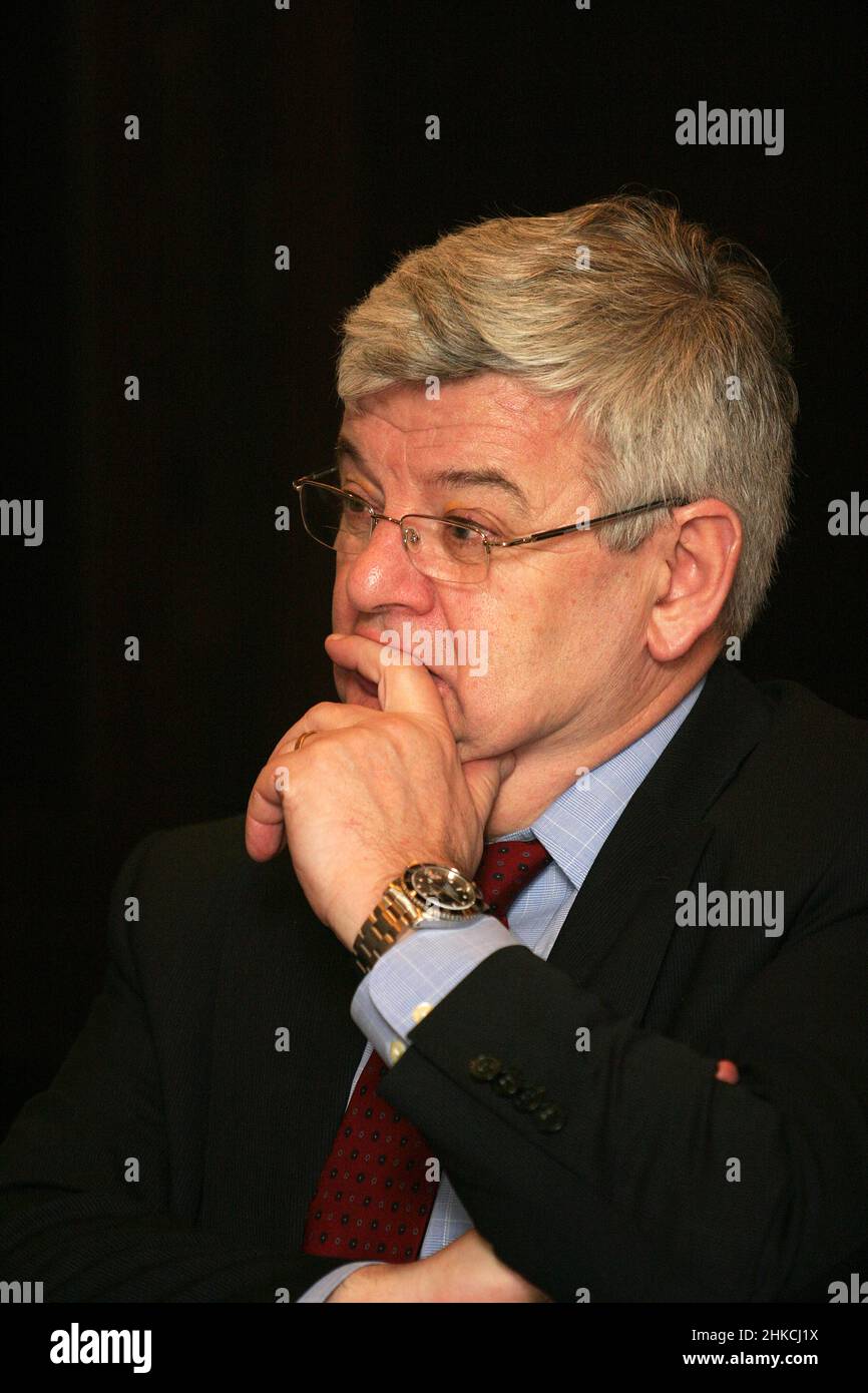 ISTANBUL, TURKEY - APRIL 11: Famous German politician Joschka Fischer portrait on April 11, 2008 in Istanbul, Turkey. He served as Foreign Minister and Vice Chancellor of Germany from 1998 to 2005. Stock Photo