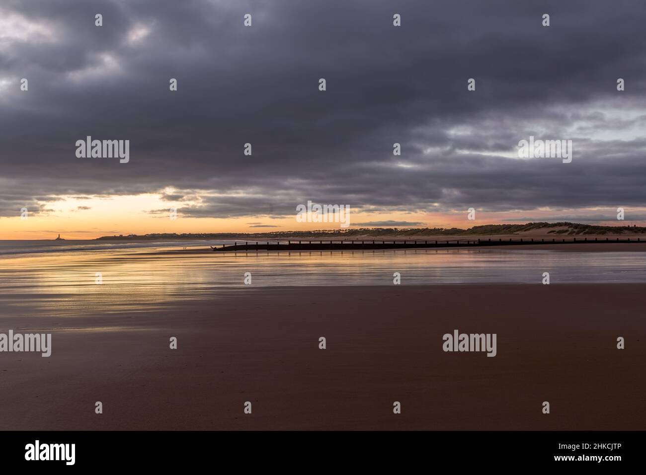 Sunrise to start the day at Blyth beach in Northumberland, with St Mary