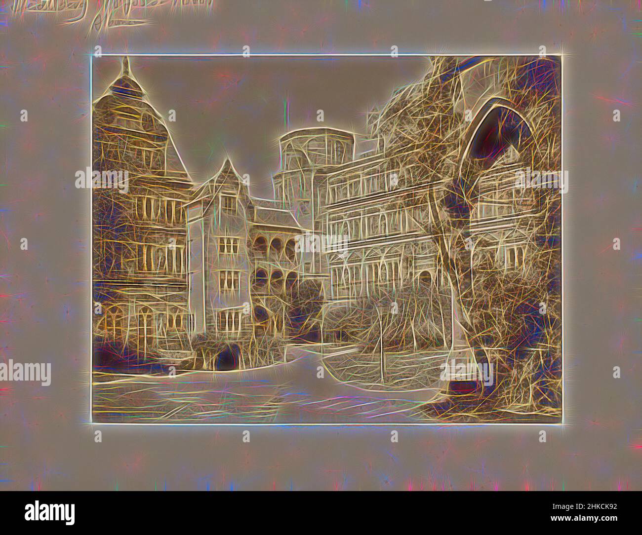 Inspired by Heidelberg [?], Germany, Ancient enclosure or ruin, Heidelberg [?], Germany, c. 1870 - c. 1890, paper, albumen print, height 212 mm, width 272 mmheight 301 mm, width 400 mm, Reimagined by Artotop. Classic art reinvented with a modern twist. Design of warm cheerful glowing of brightness and light ray radiance. Photography inspired by surrealism and futurism, embracing dynamic energy of modern technology, movement, speed and revolutionize culture Stock Photo